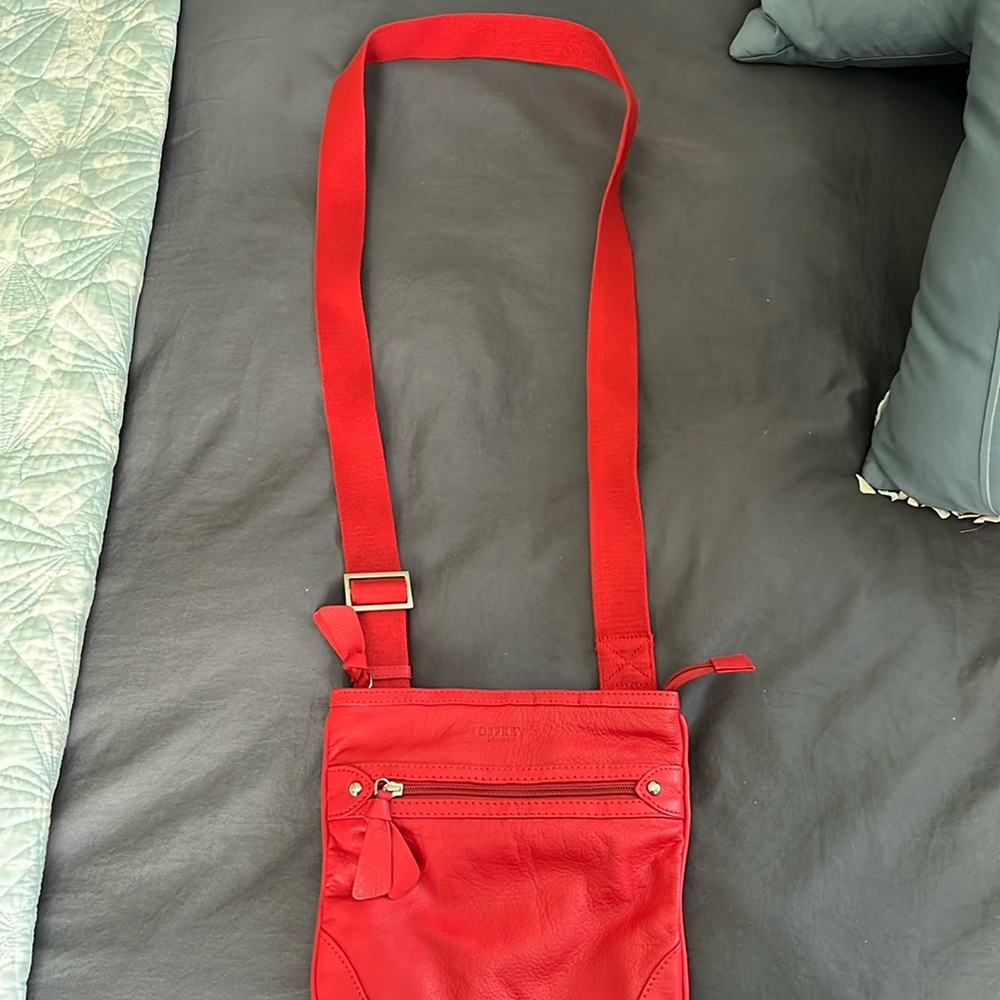 Osprey London red leather crossbody